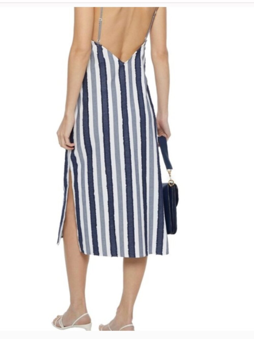 Onia Melanie Dress Striped Navy Blue White Midi Dress tank S Small - Picture 10 of 10